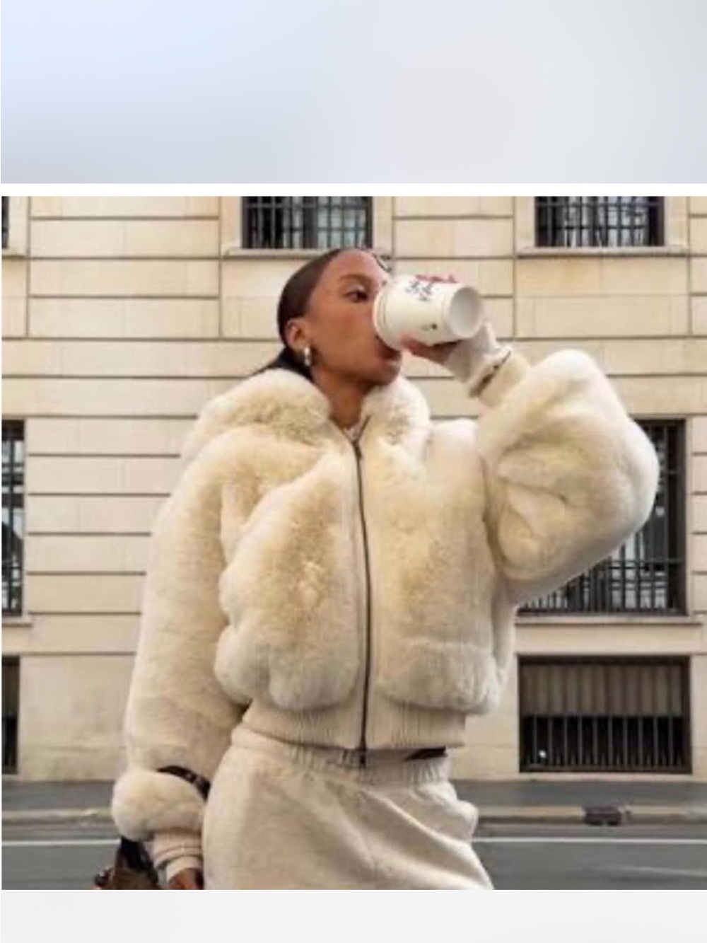 SKIMS Cream Faux Fur Hooded Puffer Coat - Picture 7 of 8